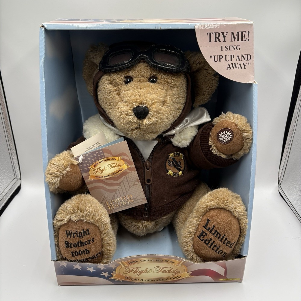 Dan Dee 100th Anniversary Of Wright Brothers 1st Flight Teddy battery needed Vtg